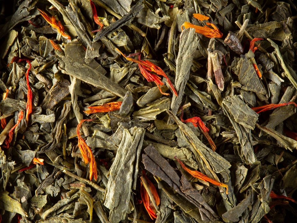 Thé vert VRAC -  MACARON CASSIS VIOLETTE 100g